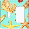 thumbnail image 2 of Metal Light Switch Wall Plate Outlet Cover (Colorful Ocean Crab Star Fish Sea Shell Teal - Single Toggle Single Rocker), 2 of 2
