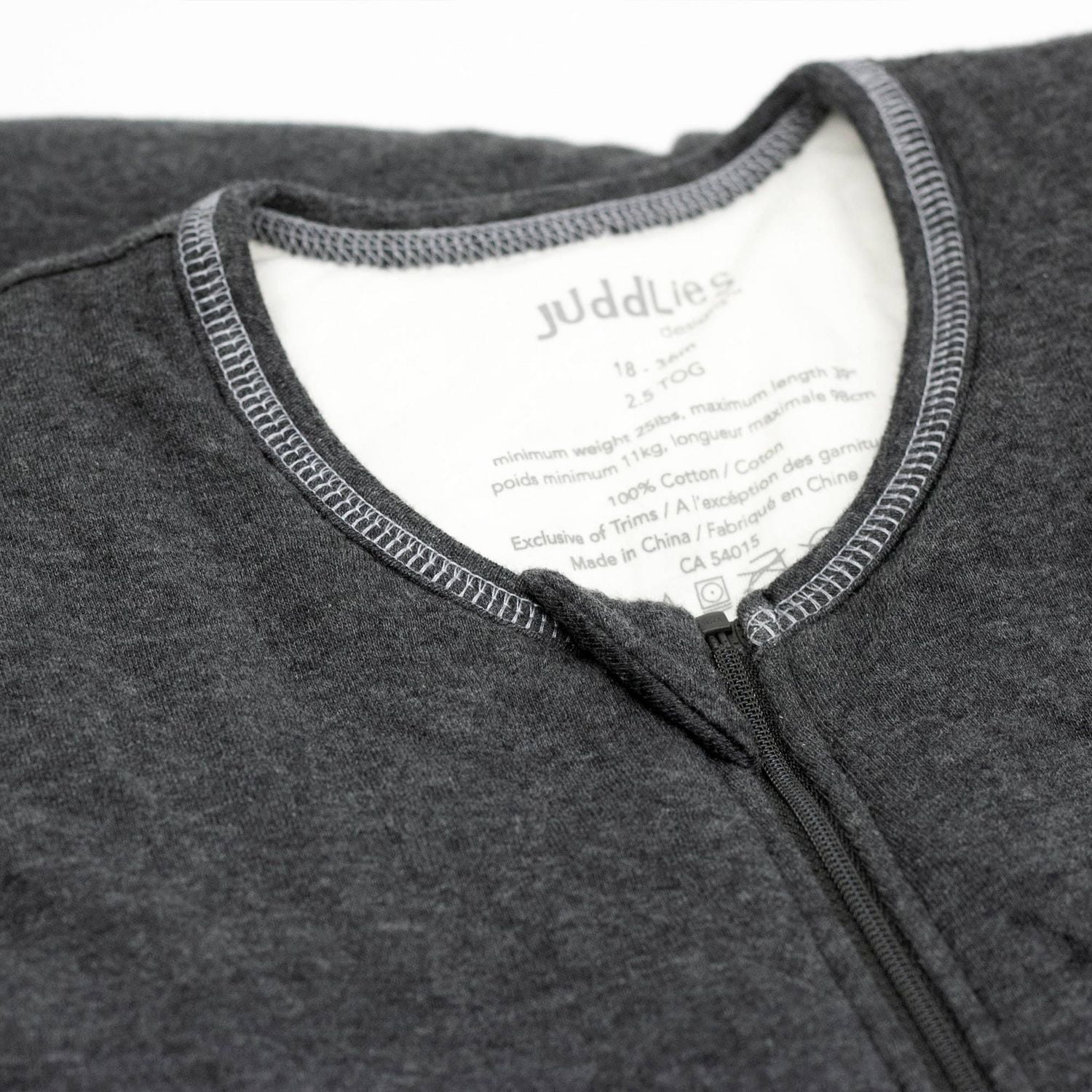 Juddlies Designs - Nouveau-né, Bébé, Tout-petit - Collection Respirez EZE - Sac de nuit en coton - Couverture portable - Fermeture éclair de sécurité à 1 sens - Gris clair moucheté