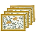 thumbnail image 1 of Vargottam Placemats- Placemat For Dining Table, Set Of 4- Printed & Reversible CottonNapkin-IndoorPlacematsFor Home & Kitchen Dining Table- Asian Floral (Mustard Yellow), 1 of 5
