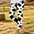 thumbnail image 2 of Lutiedan Cow Print Legging for Girls High Waisted Athletic Workout Pants Casual Full Length Running Leggings Size 3-8, 2 of 7