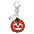 thumbnail image 2 of Delight Jewelry Silvertone Jack O'Lantern with Cutout Eyes - Silvertone Clip on Charm with Clear Crystal Drop, 2 of 4