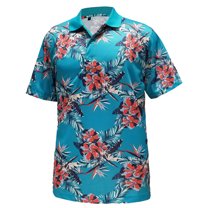 Monterey Club Men's Jungle Hawaiian Print Golf Polo Shirt #1691
