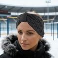 thumbnail image 2 of Unique Bargains 1 Pc Women's Warm Headband Winter Ear Warmer Bow Head Wraps Dark Gray, 2 of 6