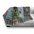 thumbnail image 3 of Geraniums Soft Flannel Fleece Throw Blanket, Blooming Flowers on Rural House Window with Blue Colored Rustic Shutters, Cozy Plush for Indoor and Outdoor Use, 50" x 60", Multicolor, by Ambesonne, 3 of 6