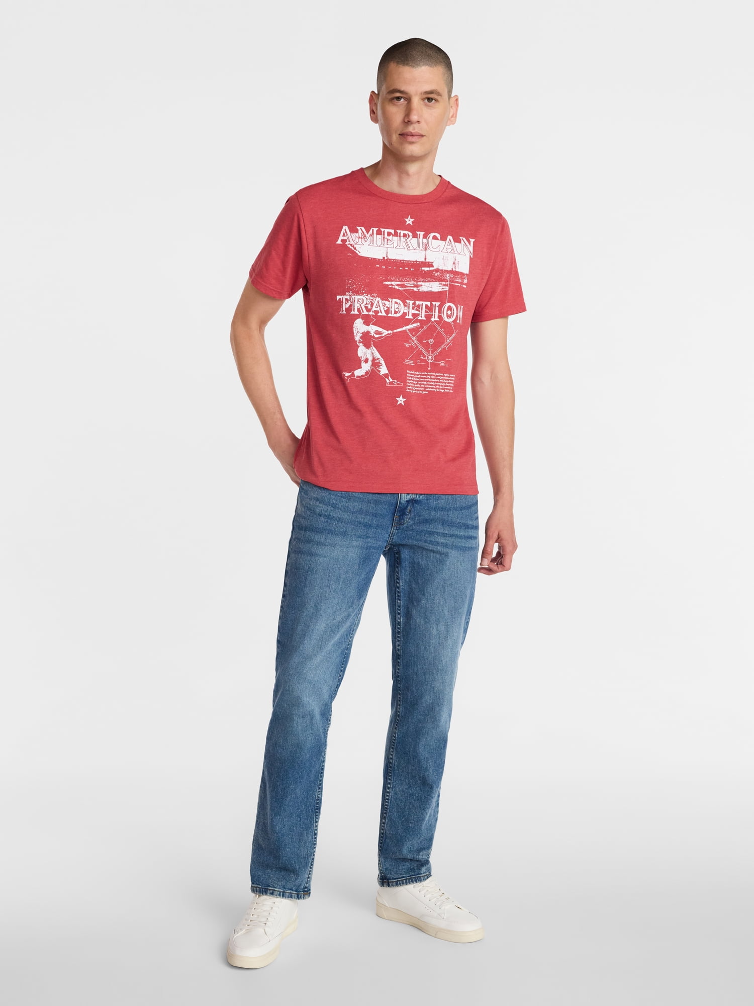Americana Men's and Big Men's AM Tradition Slugger Graphic Tee Shirt from Way to Celebrate, Sizes XS-3XLT