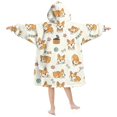 thumbnail image 2 of Corgi and Dog Food Cream Pattern Lamb Fleece Blanket Hoodies for Teens ,Teens Oversize Sherpa Wearable Hooded Blanket Sweatshirt with Super Pockets, 2 of 5