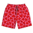 thumbnail image 4 of Bixox Men's Red Love Heart printing Casual Classic Fit Short Summer Beach Shorts, 4 of 6