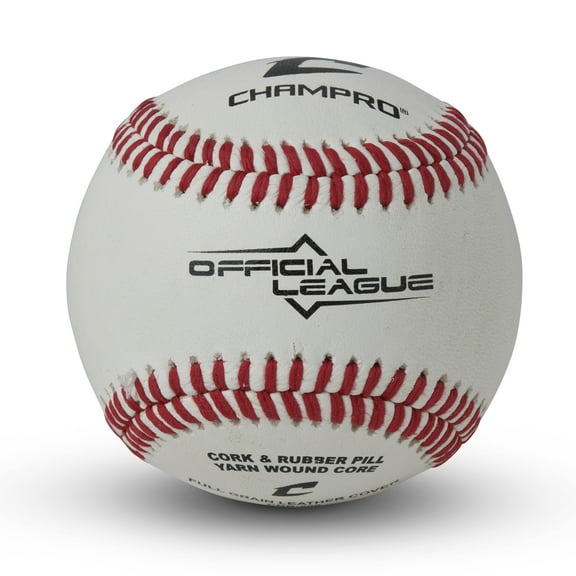 CHAMPRO Official League Baseball, Full Grain Leather Cover, 6 Pack
