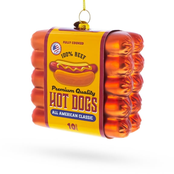 Premium Hot Dogs Pack Glass Christmas Ornament