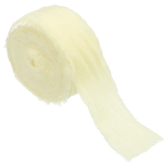 Velvet Ribbon for Gift Wrapping 1-1/2 Inch x 3 Yard Handmade Frayed Vintage Ribbons, Cream