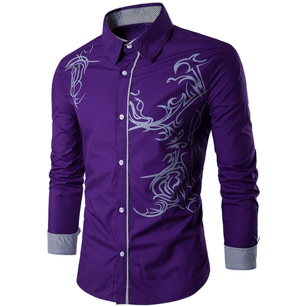 Blusa y camisa de manga larga con cuello vuelto para hombre, blusa tipo cárdigan con estampado de botones y cuello vuelto, blusa de poliéster para hombre