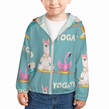 

Vsdgher Animal Meditation Kids Sun Protection Hoodie with Zip Rash Guard Tops Children s Long Sleeve Sun Protection Clothing - 18 Months