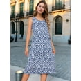 thumbnail image 2 of DARING DIVA Sleeveless Crewneck Print Midi Tank Dress S Dark Blue, 2 of 7