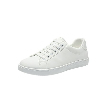 

SIMANLAN Men s Skate Shoes Round Toe Fashion Sneakers Shock Absorption Casual Walking Shoe Outdoor Nonslip Sneaker Daily Lace Up Trainers White 9