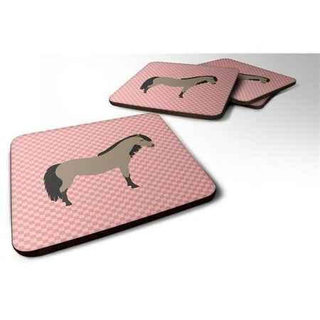 Welsh Pony Horse Pink Check Foam Coaster Set of 4