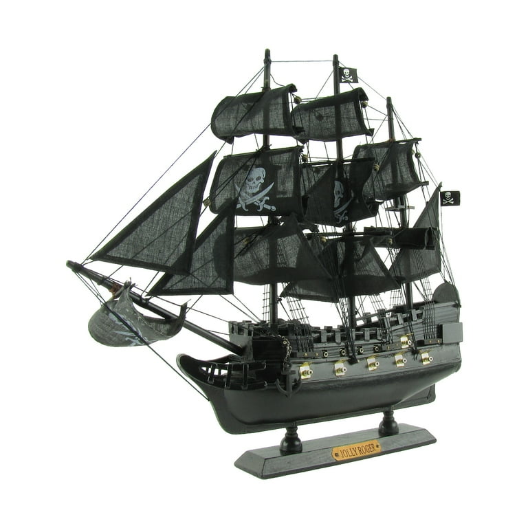 Wood Pirate Ship Model and Display Stand Wood Pirate Ship Model and Display Stand