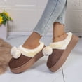 thumbnail image 4 of Chenyee Fuzzy Platform Slippers for Women Non Slip Casual Winter House Slippers Furry Warm Shoes, 4 of 6