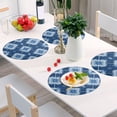 thumbnail image 3 of 15 Inch Round Grid Plate Mats Heat Non-Slip Resistant PVC Placemats for Kitchen Dining Table Decor Blue and White Tie-dye 4PCS, 3 of 5