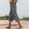 thumbnail image 2 of Bovemsi Casual Pants for Women Women's Linen Wide Leg Loose High Waist Beach Haren Pockets for Summer Travel, 2 of 9