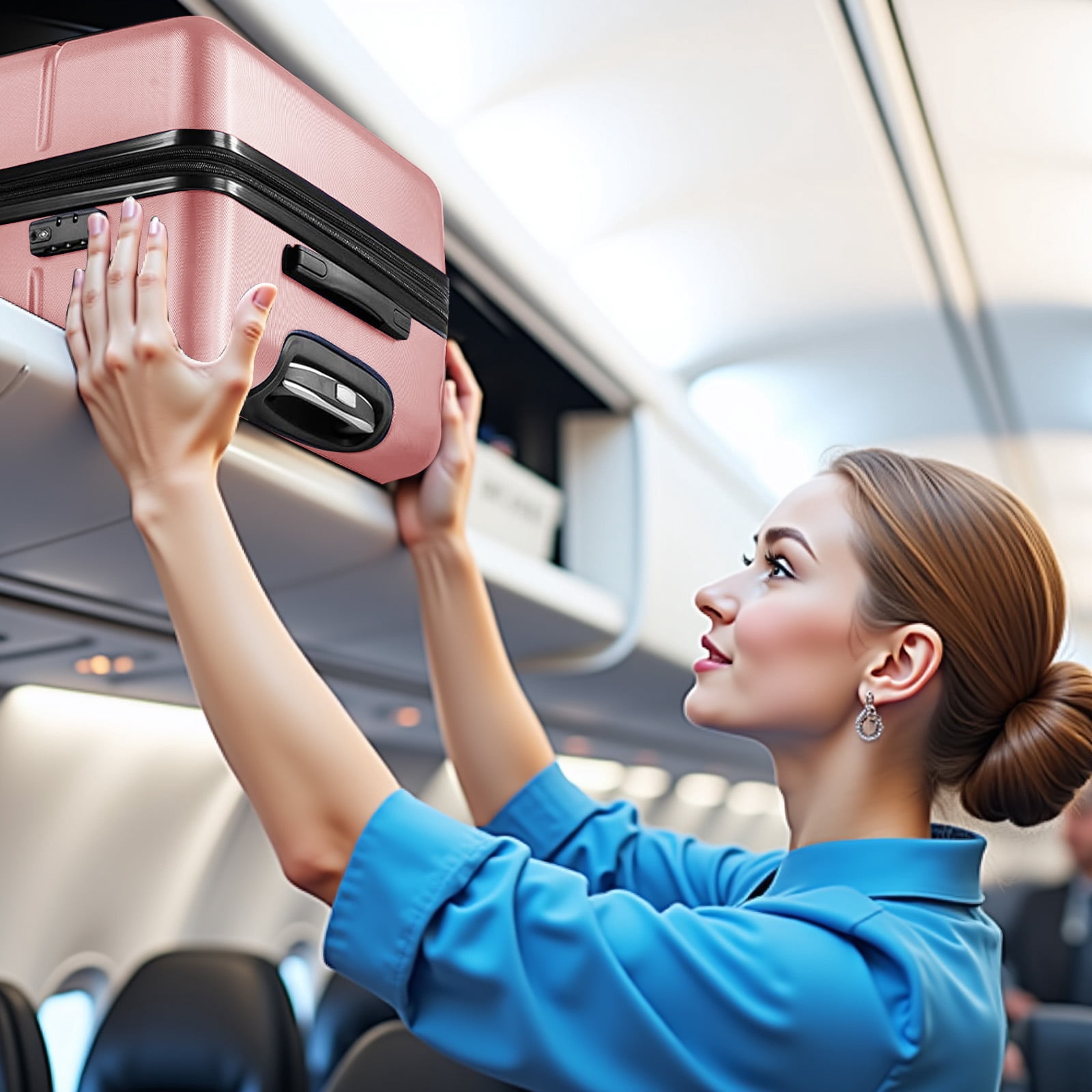 Simenmax 20 Inch Carry-On Luggage, Hard Shell Rolling Suitcase with TSA Lock, Lightweight Luggage with Spinner Wheels, Pink