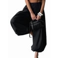 thumbnail image 3 of Women'S Casual Cotton Baggy Pants with Elastic Waist Relax Fit Lantern Trouser Black L, 3 of 7