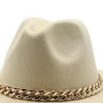 thumbnail image 5 of Cheers.US Classic Hat Big Chain Wide Brim Autumn Winter Sun Protection All Match Felt Cap Jazz Hat for Daily Wear, 5 of 7