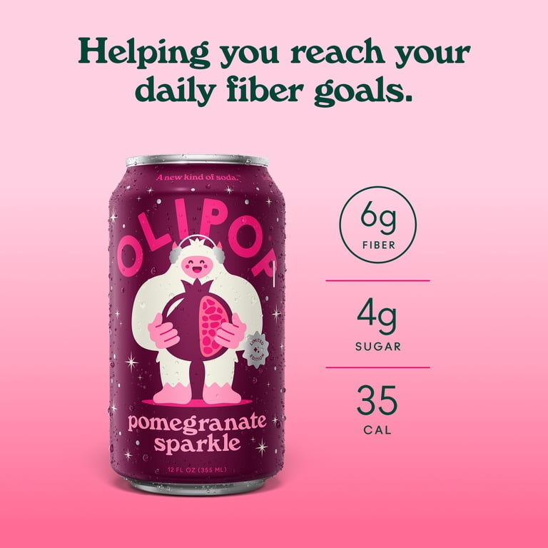 OLIPOP Pomegranate Sparkle Soda, 12 fl oz, 12 Pack photo 3