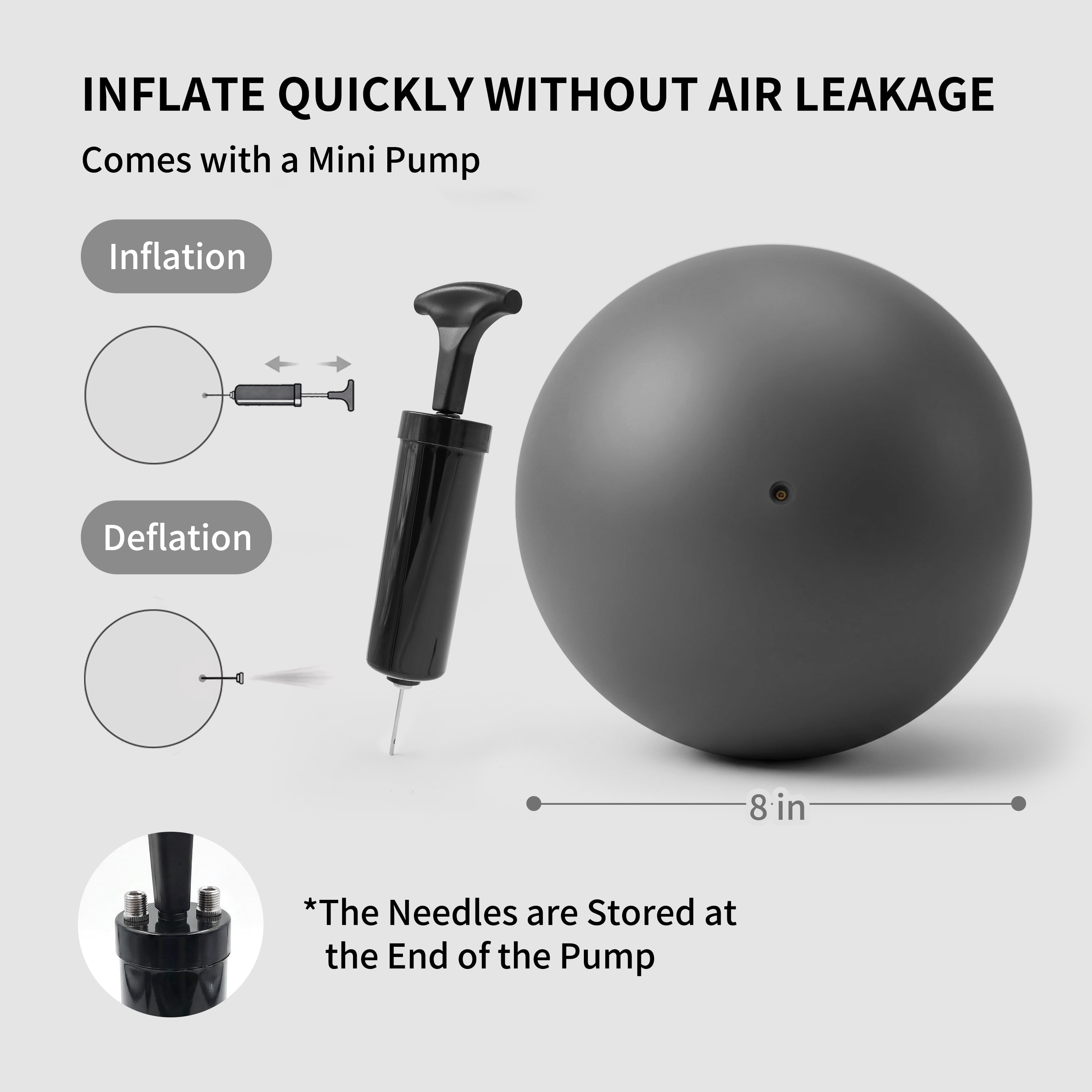 FITMIND Thickened Pilates Ball, 8in Core Ball for Physical Therapy, Ab Release and Core Workouts - Dark Gray