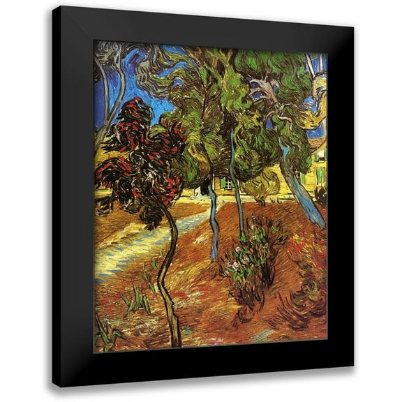 Van Gogh, Vincent 12x14 Black Modern Framed Museum Art Print Titled - Tree In Garden St Paul Hospital