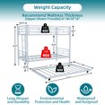 thumbnail image 3 of Twin over Twin Bunk Bed with Trundle,Heavy Duty Metal Bed Frame with Sturdy Guardrail for Kids/Adults,Noise Reduced,Silver, 3 of 7