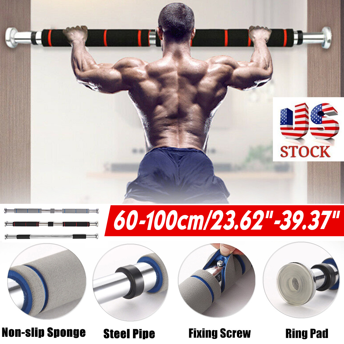 Color : Black, Size : 100-150cm Pull-Up Bars Indoor Door Pull Up Bar Multifunction Portable Pull Up Bar Free Standing Pull Up Bar Adjustable With A Width Of 60-100cm Fitness Exercise Chin Up Bar