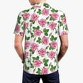 thumbnail image 3 of Balery Rose Flowers Printed Men’s Short Sleeve Polo Shirt, Midweight Men's Shirt,Golf Polo shirts -X-Large, 3 of 8