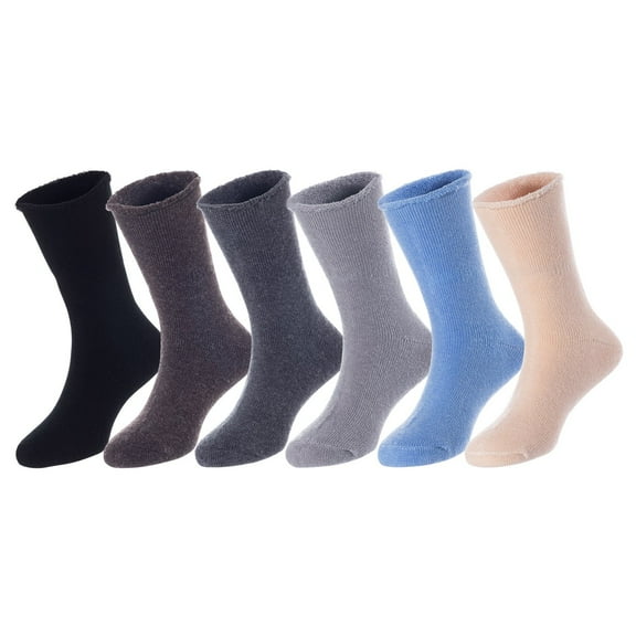 6 Pairs Children's Wool Socks for Boys and Girls. Comfy, Durable, Colored Crew Socks LK0601 Size 6M-12M (Black,Coffee,Dark Grey,Grey,Blue,Beige)
