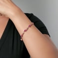 thumbnail image 5 of Gem Stone King 4.63 Cttw 18K Rose Gold Plated Silver Pink Created Sapphire and White Diamond Tennis Bracelet for Women | Oval 6X4MM | Gemstone Birthstone | 7 inch, 5 of 6