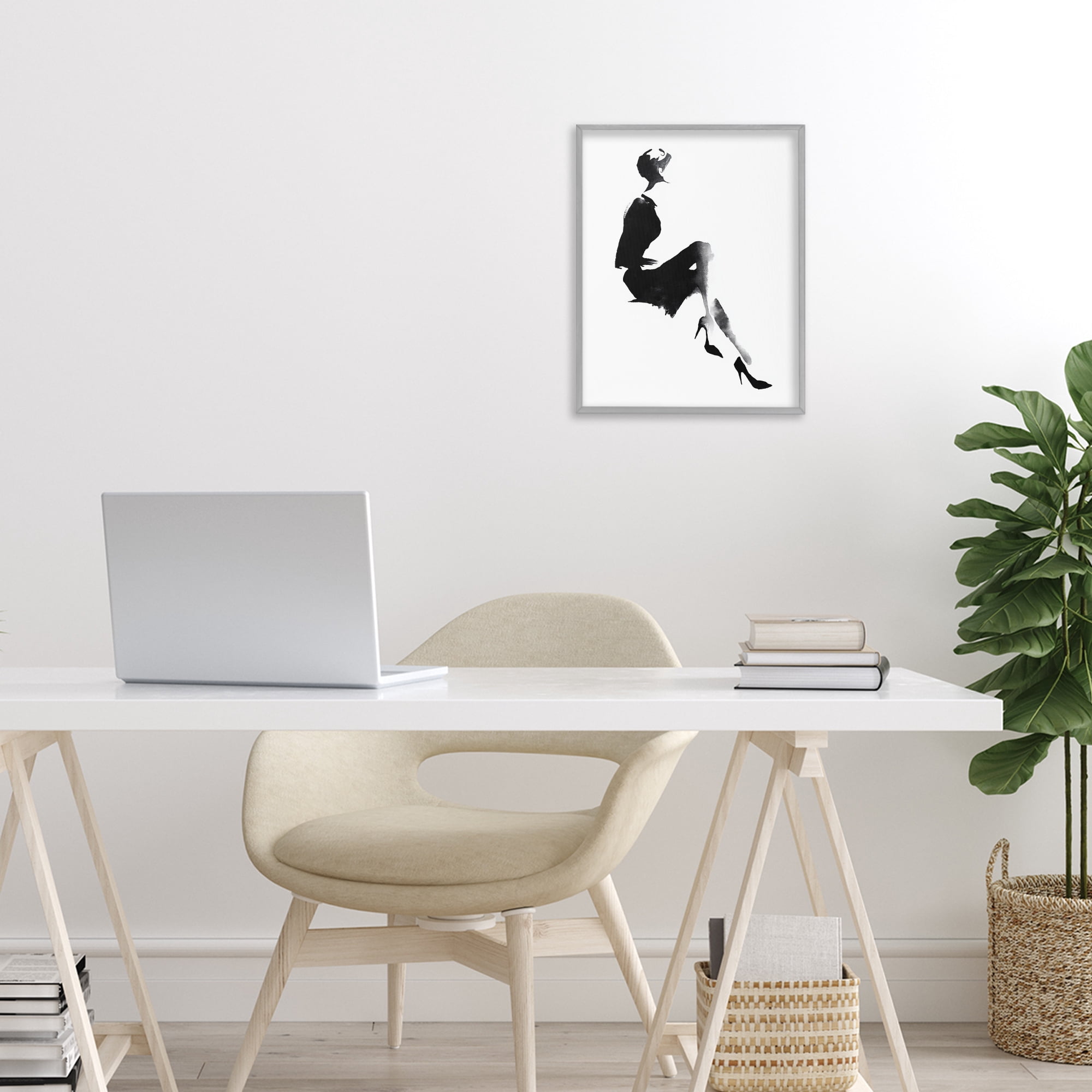 Stupell Industries Chic Silhouette Noir Gray Framed Giclee Art, design by Svetlana Aleynikova