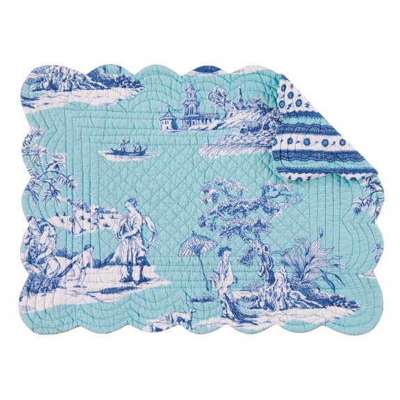 Colonial Williamsburg Hampstead Toile Single Rectangular Cotton Quilted Reversible Machine Washable Placemat
