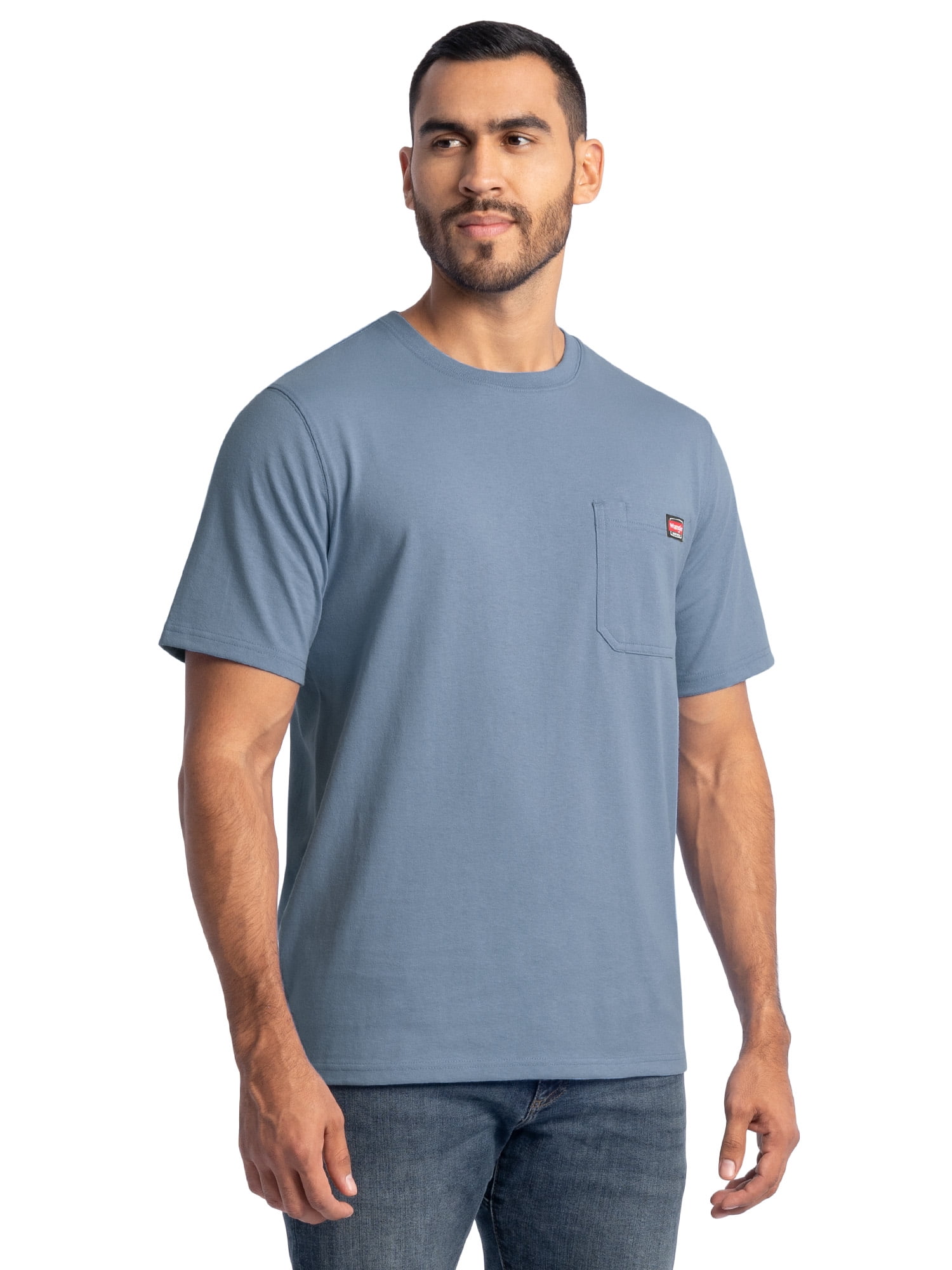Wrangler Workwear Men's Short Sleeve Heavyweight Pocket Crew Work Shirt, size S-2XLT