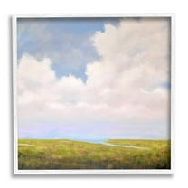 Stupell Industries Cloudy Countryside Bay Inlet Stream Painting White Framed Art Print Wall Art, Design by Catherine Andersen