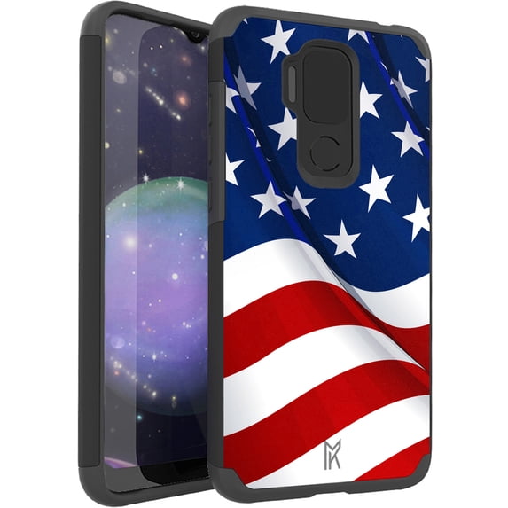 DALUX MetKase Hybrid Slim Phone Case Cover Phone Case Compatible with Cricket Influence / AT&T Maestro Plus (V350U) - New Waving Half US Flag