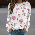 thumbnail image 2 of Hueook Long Sleeve Shirts for Women Women's Fashion Casual Printed Round Neck Long Sleeve Hot Pink 3X, 2 of 5