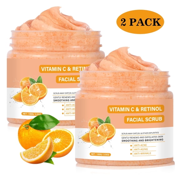 Mooyam 2 Pack Vitamin C Face Scrub, Deep Cleansing Exfoliating Face Wash for Women Men All Skin Types 7oz