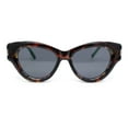 thumbnail image 2 of Thick Bevel Horned Oversized Cat Eye Fashion Sunglasses Tortoise Green - Black, 2 of 4