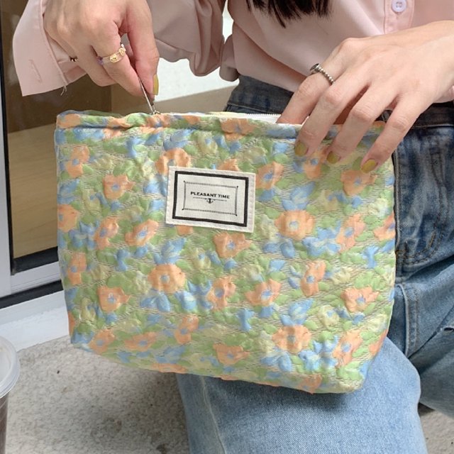 Bolso De Cosméticos Bolso de cosméticos con estampado de flores Bolso de almacenamiento portátil retro suave para acampar (estilo 5)