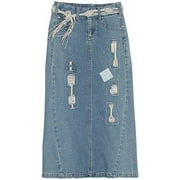 mary-kate and ashley brand - Girl's Denim Patch Skirt