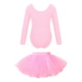 thumbnail image 4 of iiniim Girls Long Sleeve Ballet Dance Gymnastics Leotard Dress with Tutu Skirt Ballerina Dancewear Pink 3, 4 of 7
