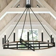 thumbnail image 2 of ACROMA  12-light 41In Farmhouse Black Geometric Wheel Chandelier - N/A Weathered Walnut Distressed, Satin, Matte Adjustable Painted, 2 of 5