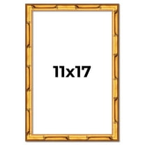 11x17 Frame Gold Bamboo Solid Wood Picture Frame | 0.75 Inch Moulding Width | Interior Frame Depth