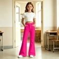 thumbnail image 2 of Landzoo Big Girls Back To School Pants Solid Color Zip Front With Pockets Fall Cozy Girls Flare Leg Trousers Size 15-16 Years, 2 of 7