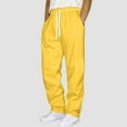 thumbnail image 2 of SLdy Mens Workout Pants Functional with Deep Pockets Relaxed Fit Drawcord Gym Training Running Exercise Sports Casual Street Style, Yellow XXXL, 2 of 5