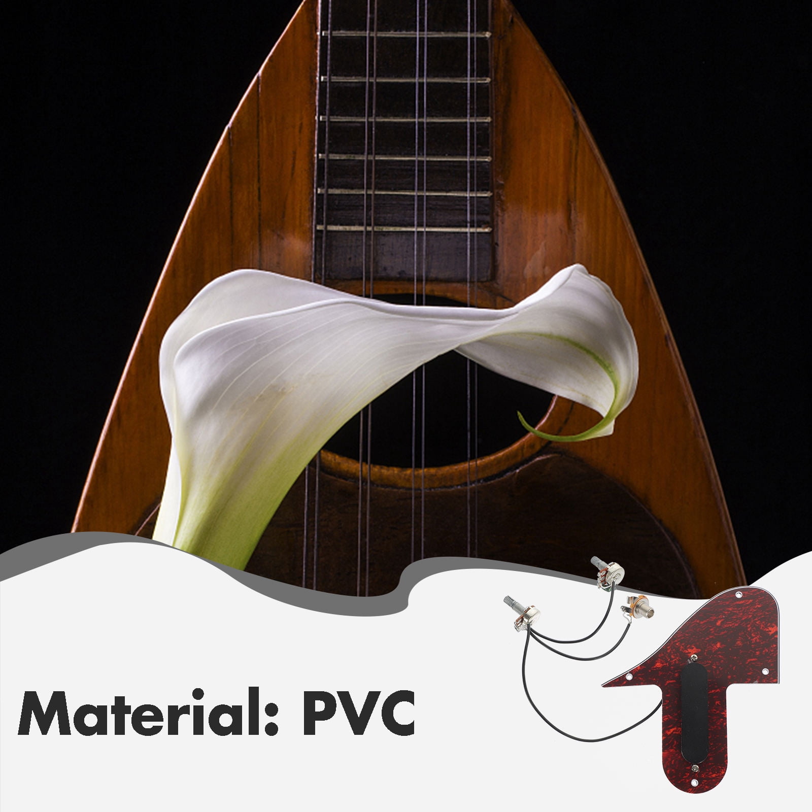 AURARMLET Mandolin Pickguard Assembly with Built-in Pickup and Multicolor PVC Protective Cover 15.20 x 13.05 x 0.25 cm